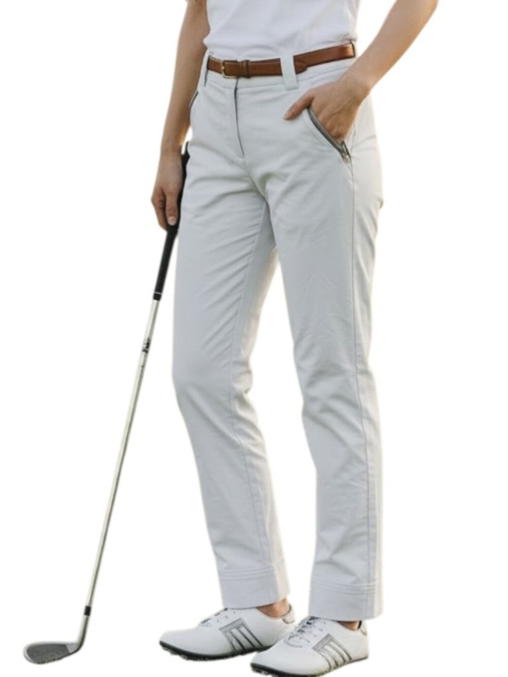 Adidas Golf Contrast Cropped Pants Women's 2 White Technical Stretch Z77206